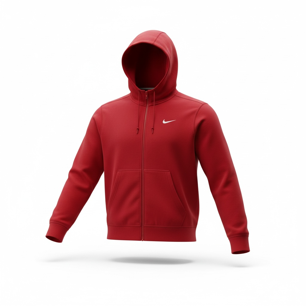 NIKE Φούτερ Ζακέτα με Κουκούλα Κόκκινο - M